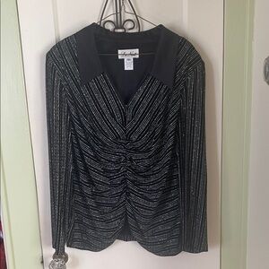 Elegant Black and Silver Striped Blouse